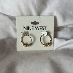 Nine West Gold Hoop Earrings with Decorative Rings